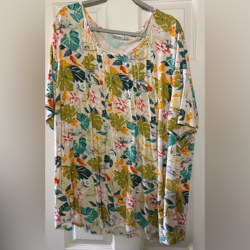 Avenue Plus Size Tropical Print Top